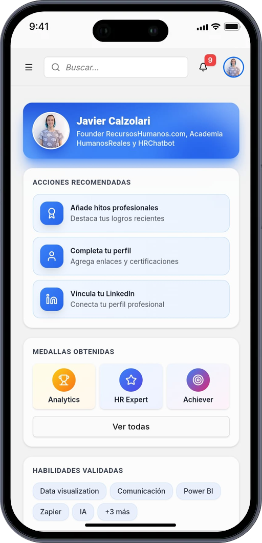 Mockup de la app en celular